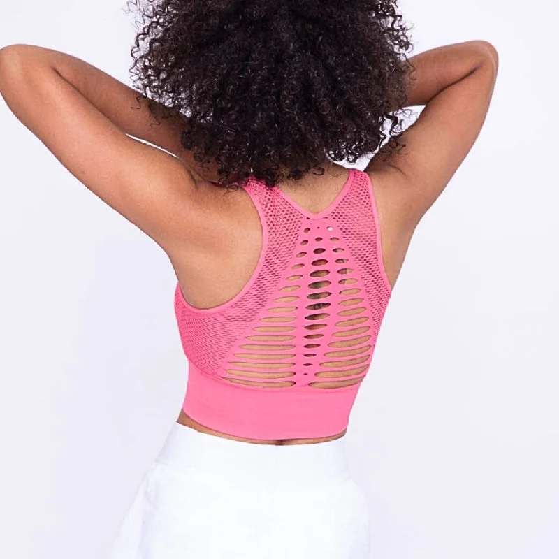 Yoga Bar for All-Natural Energy -Laser Cut Sports Bra Bubblegum