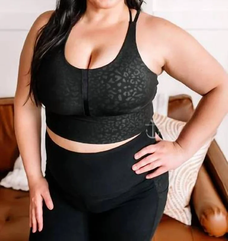 Yoga Bar with Fresh Ginger -Leopard Sports Bra In Black