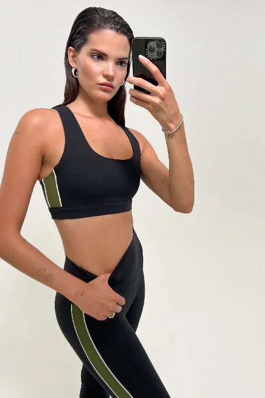 Yoga Bars with Whole Grains for Slow Energy -Lexi Rigor Bra - Black/Olive