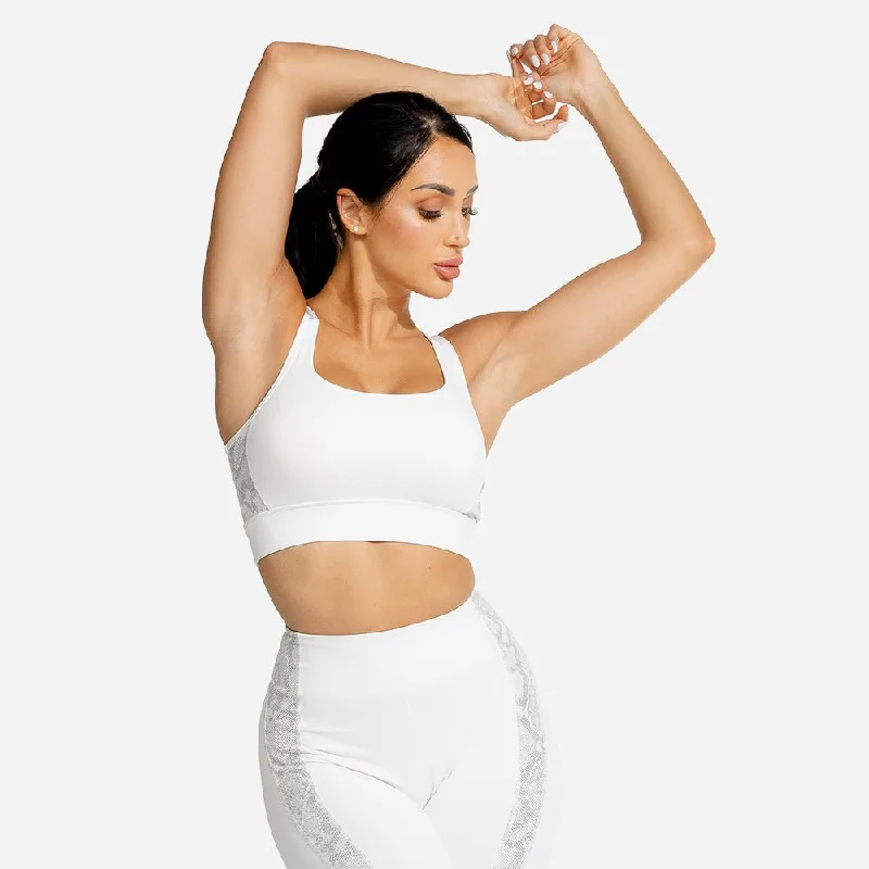 Yoga Bar with Organic Almond Milk -Limitless Snake Sports bra - Snow