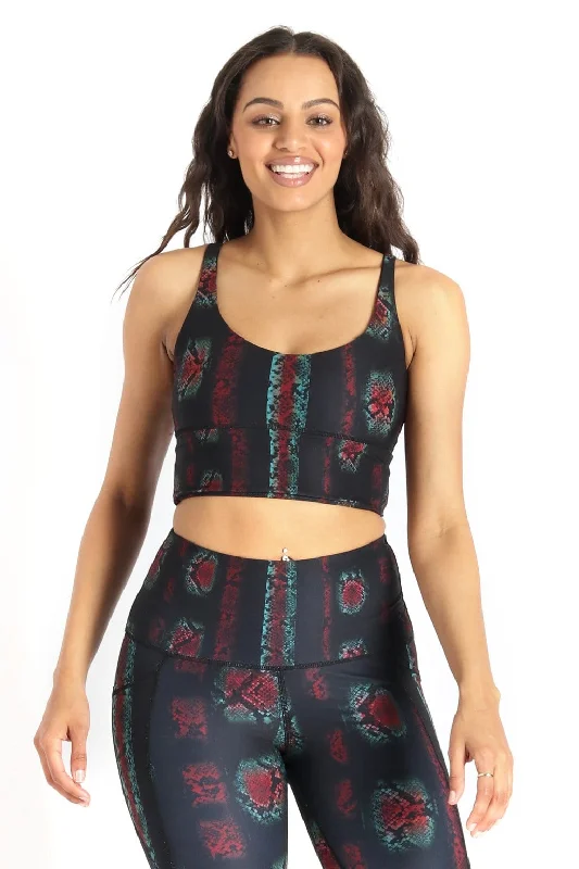 Yoga Bar with Avocado and Kale -Limitless Sports Bra - Iridescent Snake