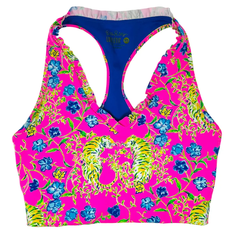 Yoga Bar with Dried Fruit -Lindsay Sports Bra UPF By Lilly Pulitzer In Prosecco Pink Tigress Garden, Size: XS