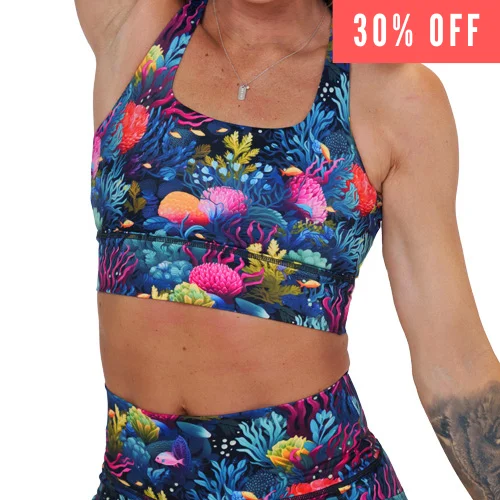 Yoga Bar with Healthy Probiotics -Longline Bra | Coral Reef
