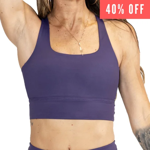 Best Yoga Bar with Nut-Free Options -Longline Bra | Eggplant