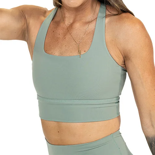 Yoga Bar with Protein and Vitamins -Longline Bra | Eucalyptus