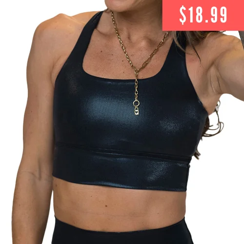 Protein Yoga Bars with Real Fruit -Longline Bra | Faux Leather