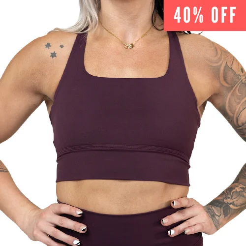 Yoga Bars with Organic Ingredients -Longline Bra | Plum