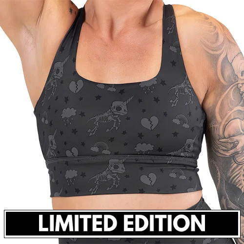 Yoga Bar for All-Natural Energy -Longline Bra | Unicorn Skulls
