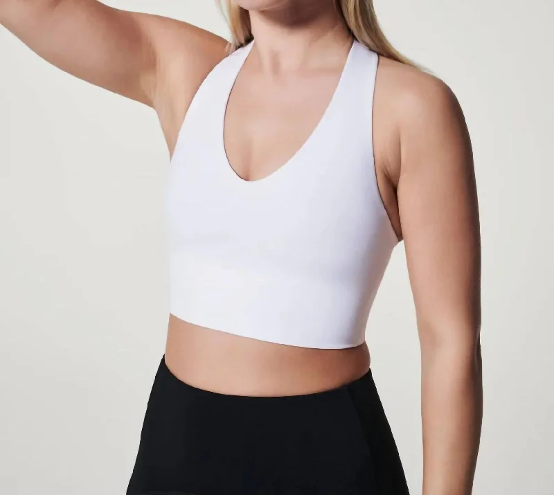 Yoga Bar with Peanut Butter and Jelly -Longline Med Impact Sports Bra In White