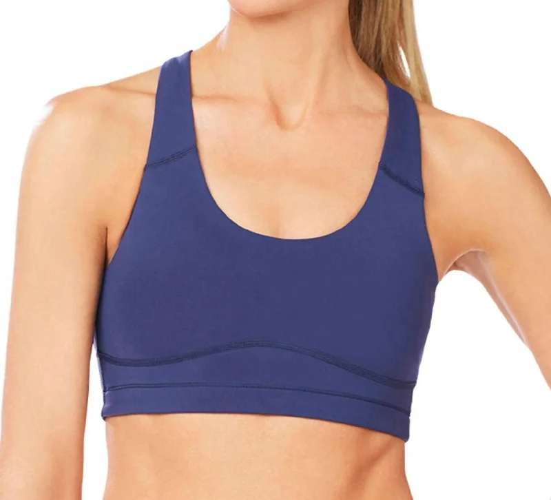 Yoga Bar for Clean Muscle Fuel -Low Impact Chi Sports Bra In Patriot Blue