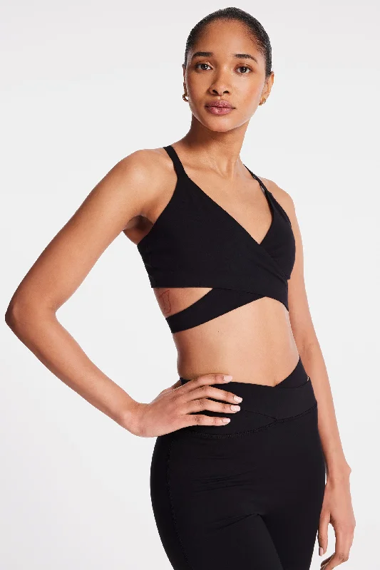 Best Yoga Bar for Yoga Practice -Luna Wrap Bra - Black