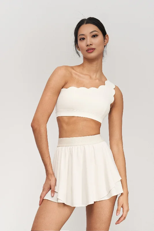 Yoga Bar with Plant-Based Ingredients for Clean Energy -Scalloped Trim One-Shoulder Bra