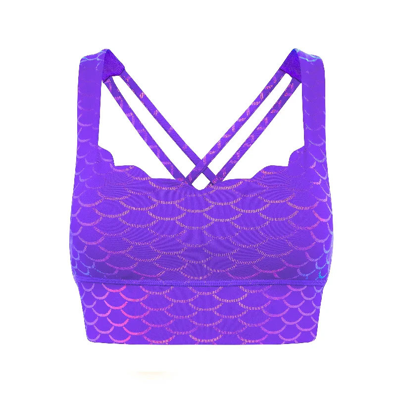 Yoga Bar with Blueberry Acai -Mermaid Princess Sports Bra - Purple