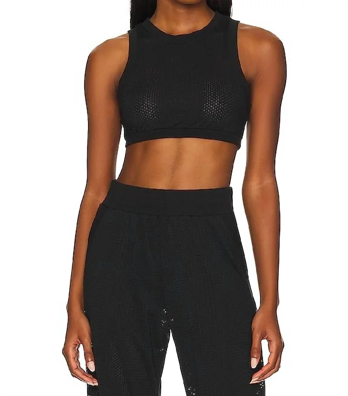 Yoga Bar for Mindfulness and Focus -Mesh All-Star Sports Bra Tank Top In Black