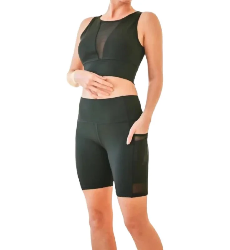 Yoga Bar with Chia Seeds and Protein -Mesh Workout Outfit Set In Black