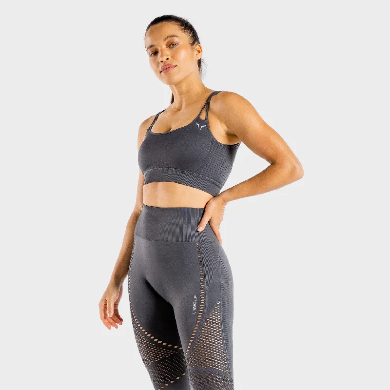 Yoga Bar Protein Bars -Meta Sports Bra - Charcoal