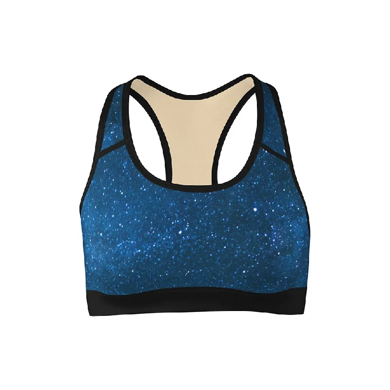 Yoga Bar for Weight Loss -Midnight Blue Stars Sports Bra
