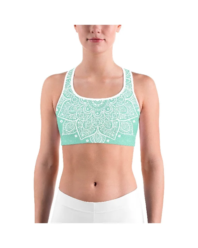 Yoga Bar for Focused Energy -Mint Green Mandala Sports bra