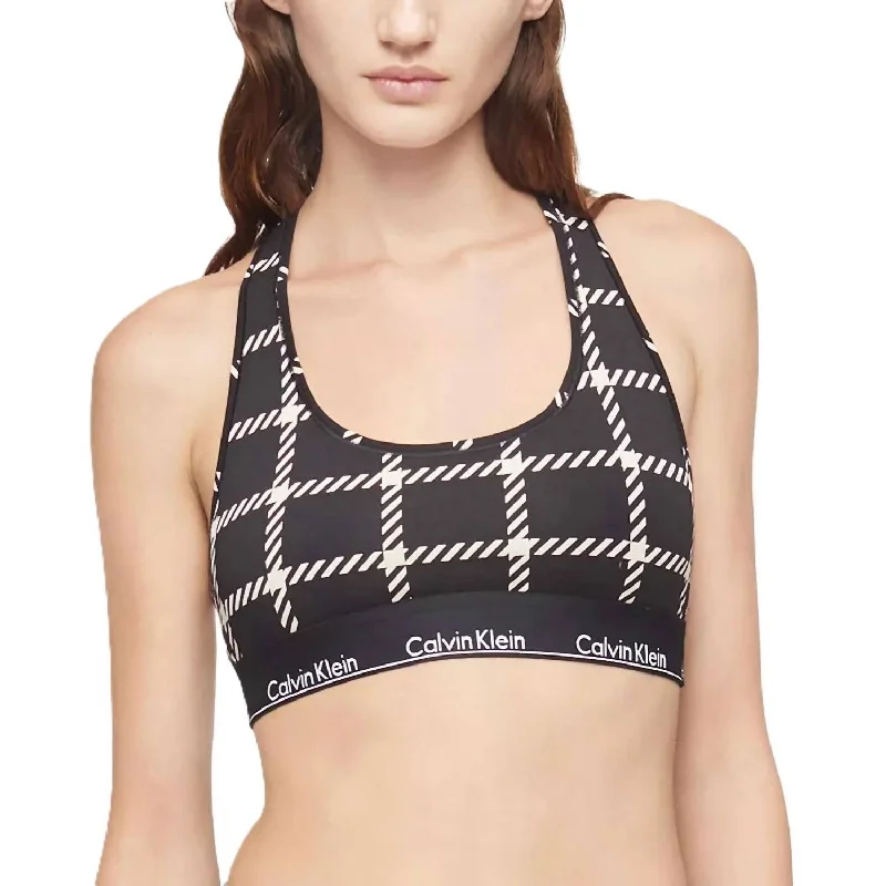 Organic Vegan Protein Yoga Bars -Modern Cotton Graphic Bralette In Black