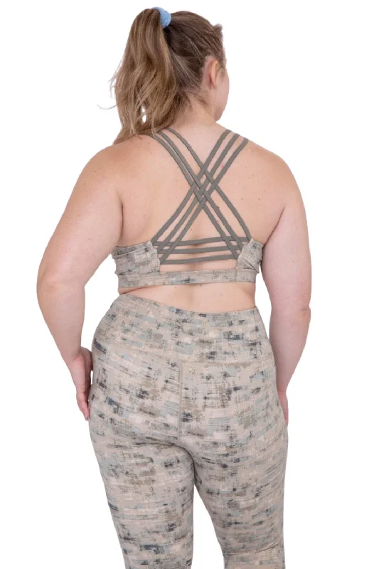 Yoga Bar with Antioxidants for Better Recovery -Mono B Abstract Stucco Sports Bra AT-A1094 Plus