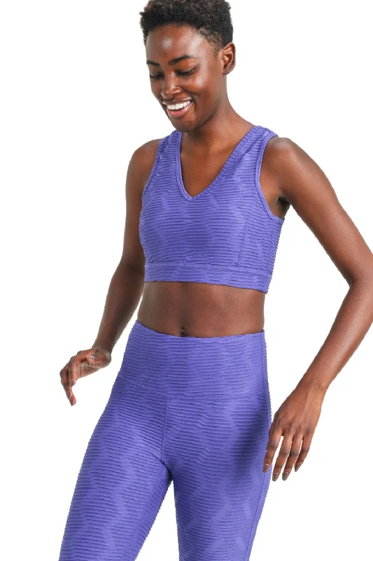 Yoga Bars with Natural Protein -Mono B GEO Textured V Neck  Bra Top AT8060