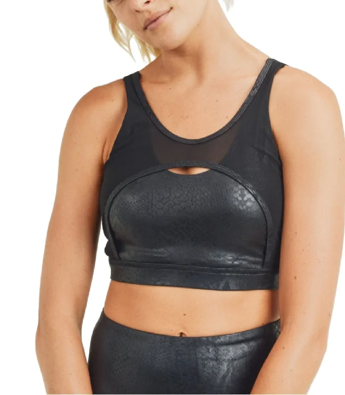 Yoga Bar with Essential Amino Acids -Mono B Glossy Shadow Snake Mesh Sports Bra AT2933