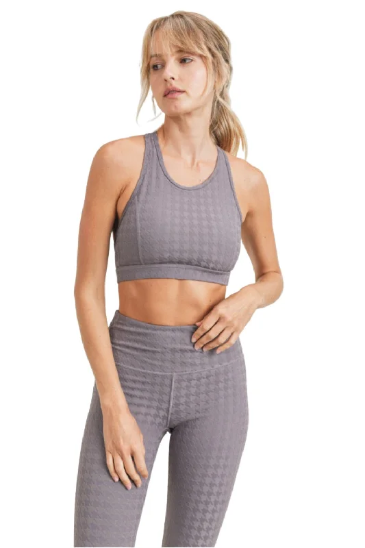 Yoga Bar with MCT Oil -Mono B Houndstooth Jacquard TACTEL® Sports Bra AT8042