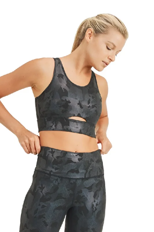 Yoga Bars for Clean Eating -Mono B Metallic Camo Bra Top AT3038 and Plus