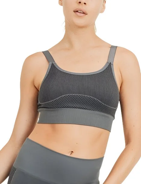 Yoga Bar for Smooth Energy -Mono B Seamless Mermaid Bra AT2777 Charcoal