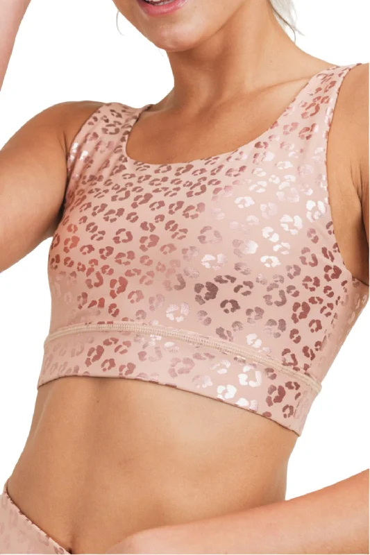 Yoga Bars with Energy-Boosting Ingredients -Mono B Shimmer Foil Leopard Bra Top AT2961