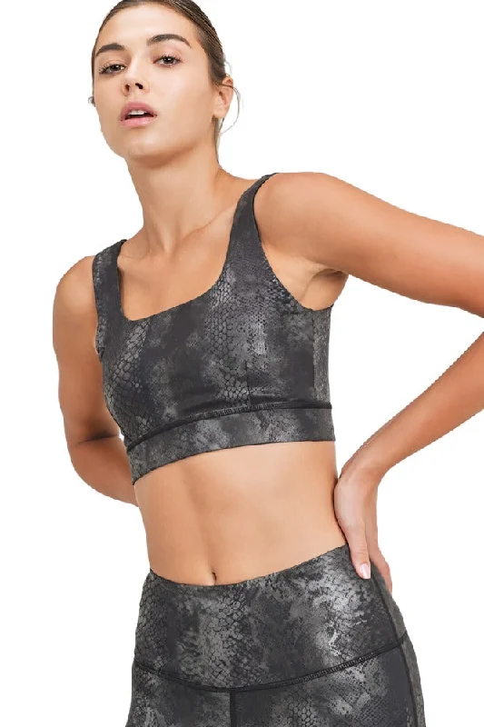 Yoga Bars with Adaptogens -Mono B Snake Foil Print Bra AT3009