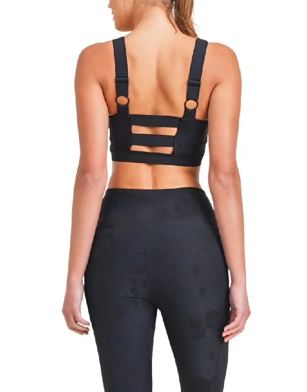 Yoga Bar with Lemongrass -Mono B Textured Roses Jacquard TACTEL Sports Bra AT8067