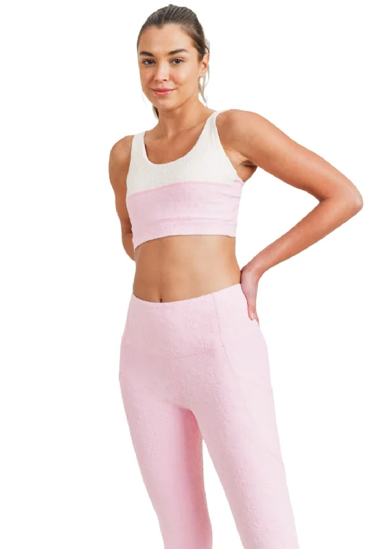 Yoga Bar with Probiotics -Mono B Textured Split Sports Bra AT8069