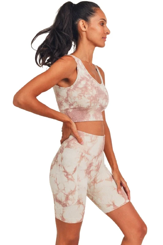 Yoga Bar with Adaptogens for Stress Relief -Mono B  Tie-Dye Seamless Ribbed Sports Bra AT3168
