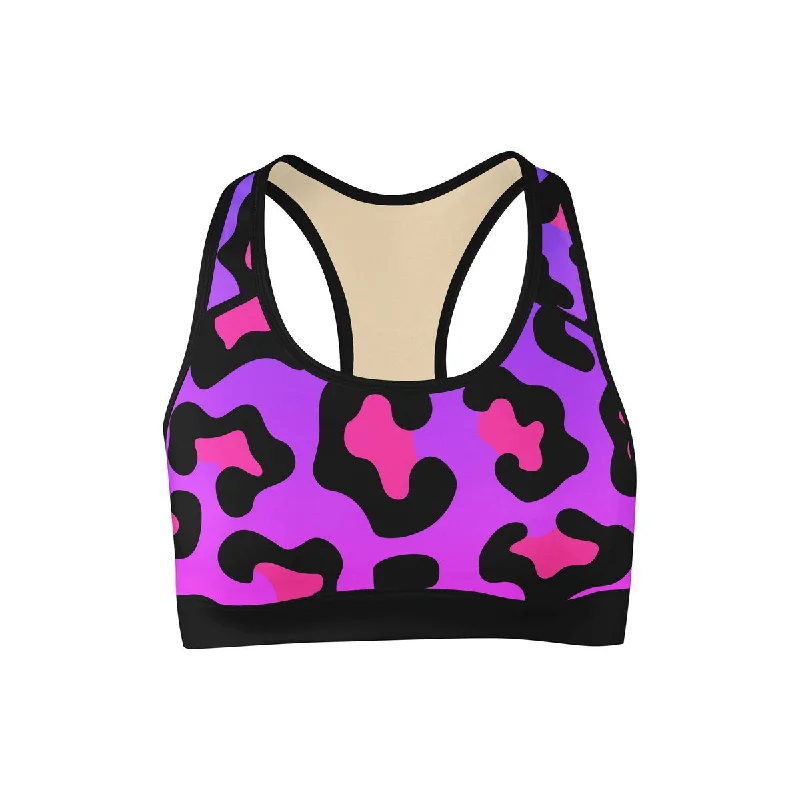 Yoga Bar with Olive Oil -Neon Leopard Sports Bra