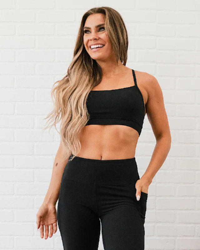 Yoga Bar with Blueberries -Rae Mode Y Back Sports Bra - Black