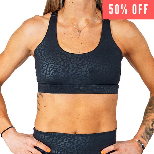Yoga Bar with Natural Ingredients -Butterfly Back Bra | Black Leopard