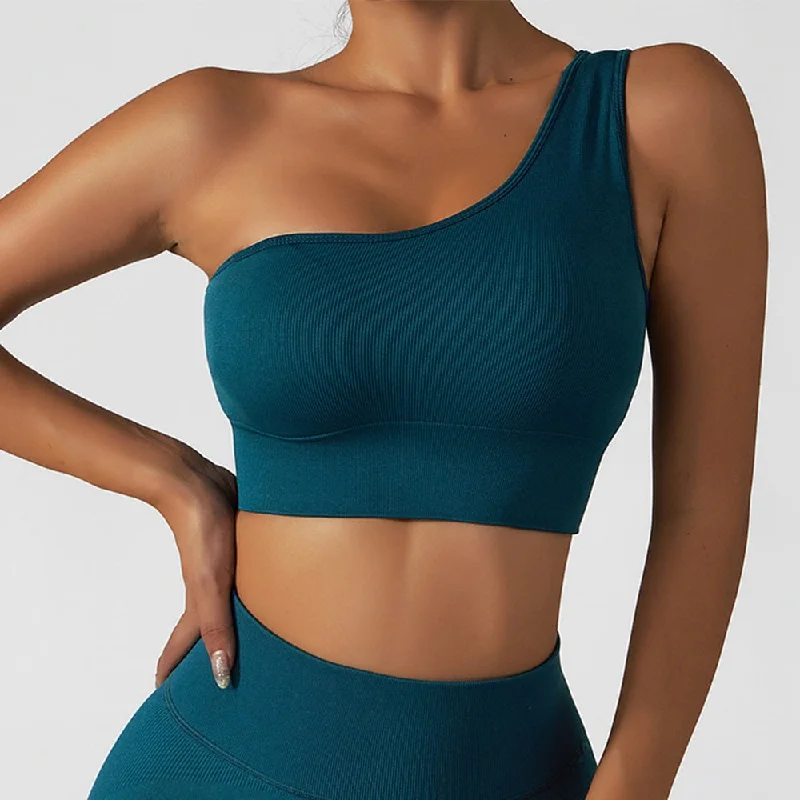 Yoga Bars for Clean Eating -Oblique Shoulder Yoga Bra Top