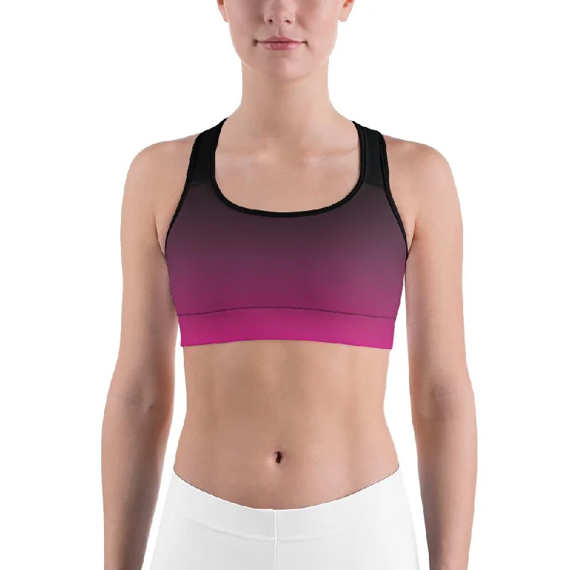 Yoga Bars for Clean Eating -Ombre Black to Pink Sports Bra