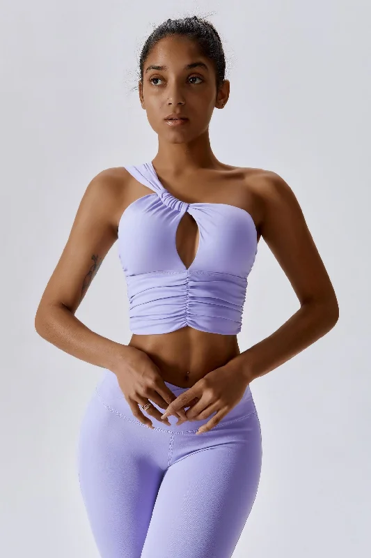 Yoga Bar with Protein and Fat -One Shoulder Ruched Bra Top
