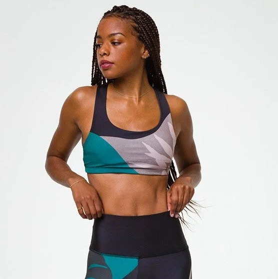 Yoga Bar for Digestive Health -Graphic Mudra Bra - Midnight Palm