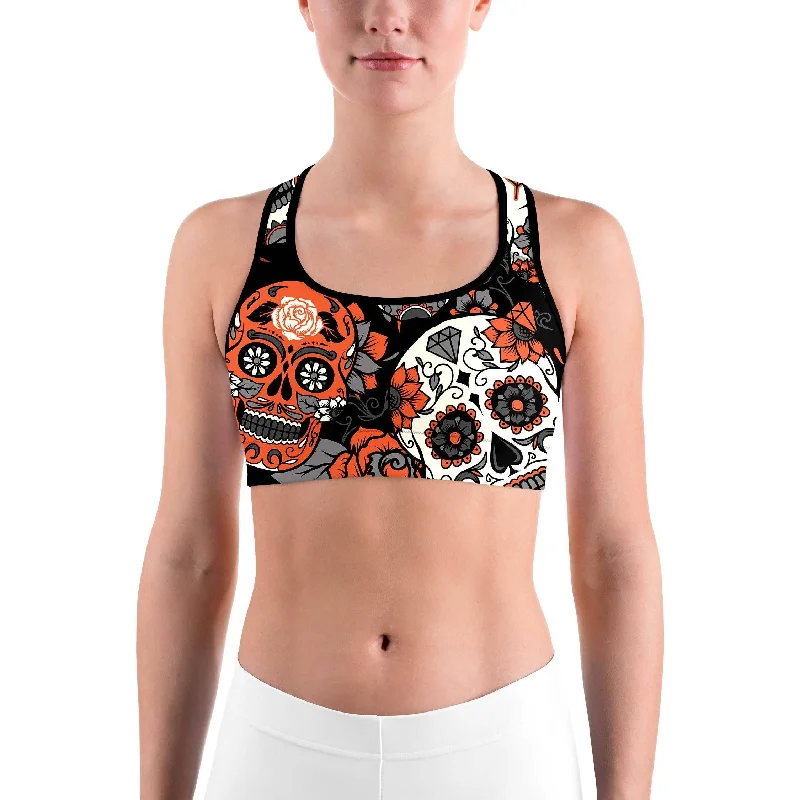 Yoga Bars with Plant Protein -Orange Sugar Skull Sports bra