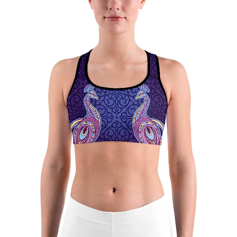 Yoga Bar for Health and Fitness Goals -Ornamental Peacock Sports Bra