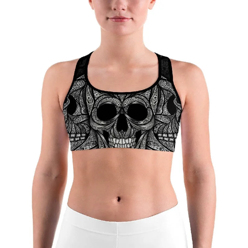 Yoga Bar with Cashew Butter -Ornamental Skull Sports Bra