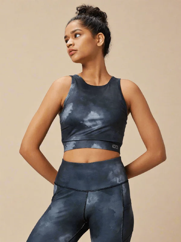 Yoga Bar for Superfood Nutrients -Padded Cross Back Acid Wash Crop Top