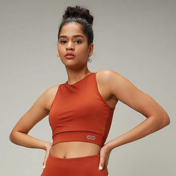 Yoga Bar with Quinoa and Protein -Padded Cross Back Crop Top Arabian Spice