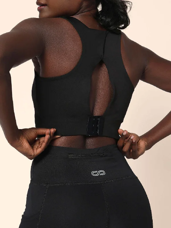 Yoga Bar for Active Lifestyle -High Impact Action Bra With Clasp Black