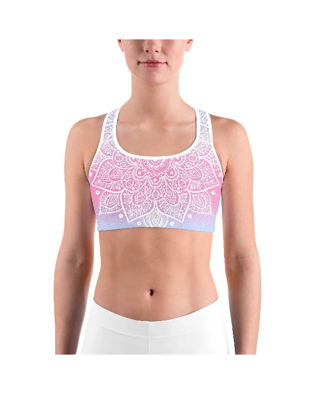 Yoga Bar with Salt for Electrolytes -Pastel Blue & Pink Mandala Sports bra
