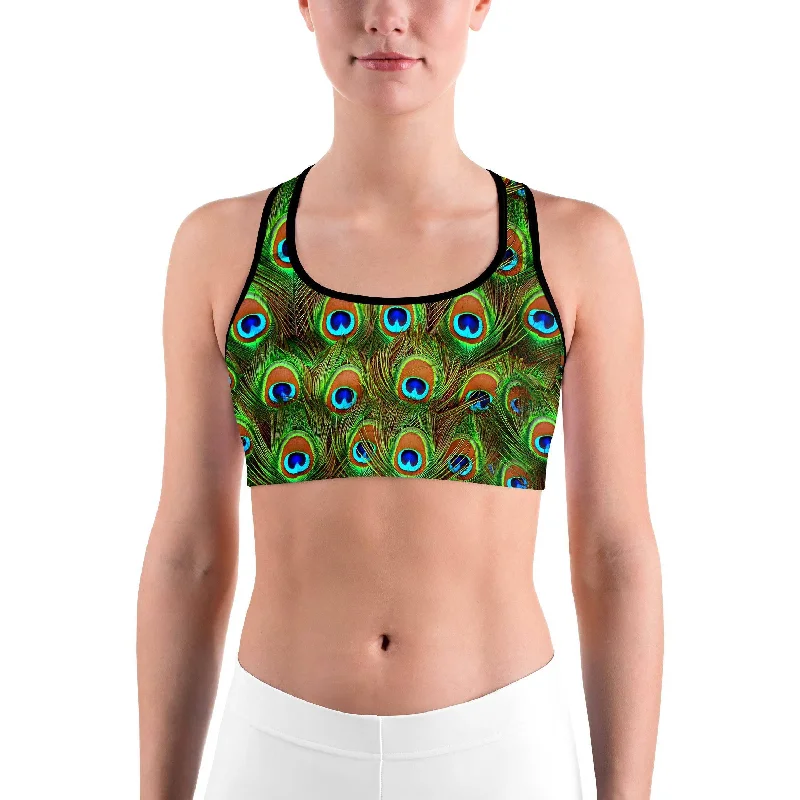 Yoga Bar with Ginger and Turmeric -Peacock Feathered Sports Bra