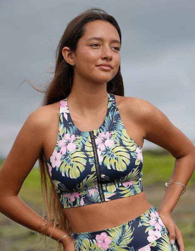 Yoga Bar for Busy Athletes -Penelope Sports Bra - Pink Hibiscus